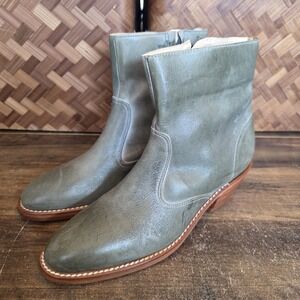 Landis Boots Womens Size 8D Light Green Leather Zip Closure Western Cowboy Short